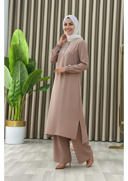 Tesettür Ikili Takım Uzun Tunik Bol Paça Pantolon