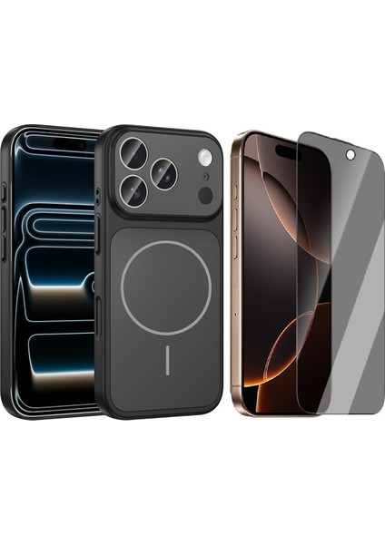 iPhone 17 Pro Max Kılıf Zore M-Safe Şarj Özellikli Kamera Korumalı Formen Kapak + Hayalet Ekran Koruyucu