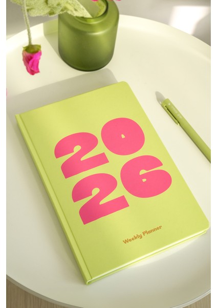 2026 Yılı B5 Haftalık Ajanda 17X24 cm - 12 Aylık Yeşil fırsatları