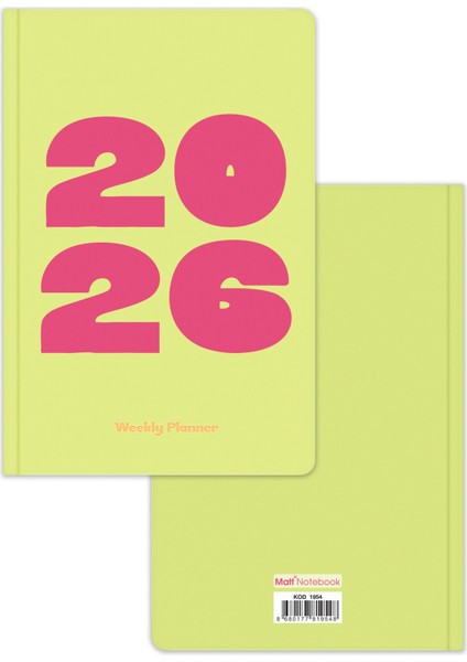 2026 Yılı B5 Haftalık Ajanda 17X24 cm - 12 Aylık Yeşil indirimleri
