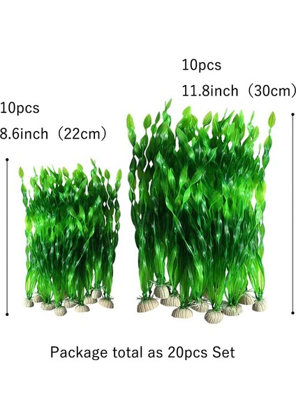 20PCS Yapay Dekoratif Plastik Akvaryum Balık Tankı Dekorasyon Plastik Bitkiler (20 Adet Yeşil) (Yurt Dışından) fiyatları