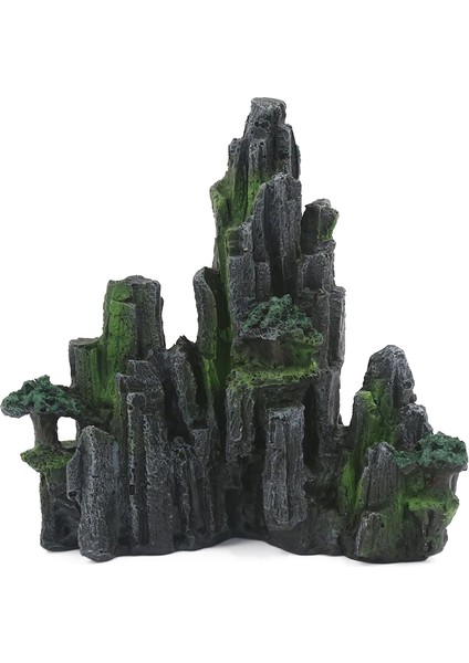 Akvaryum Süsleme Reçine Rockery Yapay Tepe Reçine Mountain View Kaya Dekorasyon Süsleme Balık Tank-B (Yurt Dışından)