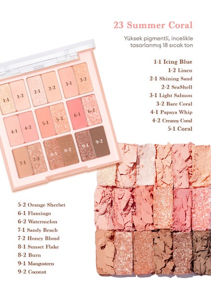 Mat ve Işıltılı Renk Seçenekleri Sunan Far Paleti Dasıque Shadow Palette (#23 Summer Coral)