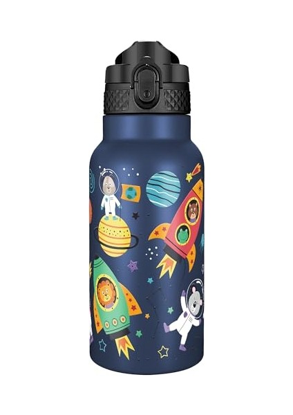 Çocuklar, Kızlar, Erkekler, Yalıtımlı Bardak 17 Oz Için Hasır Kapaklı Yalıtımlı Paslanmaz Çelik Yeniden Kullanılabilir Bardak ile Çocuk Su Şişesi (Yurt Dışından)