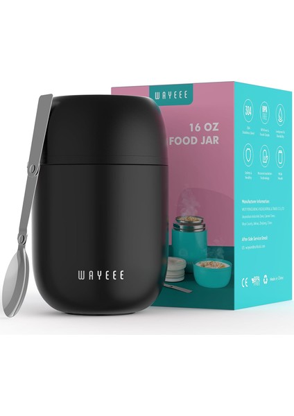 Gıda Termos Bardak Öğle Yemeği Kutusu Öğle Yemeği Kutusu 16 Oz Çocuklar ve Yetişkinler Mühürlü Paslanmaz Çelik Gıda Çorbası Termos Kaşıklı Bardak Okul Için Uygun, (Yurt Dışından)