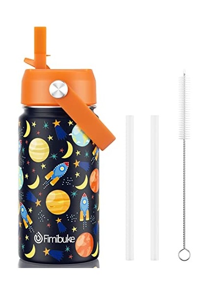 Çocuklar Yalıtımlı Su Şişesi 14 Oz Bpa Içermeyen Paslanmaz Çelik Çift Duvar Vakum Sızdırmazlık Öğrencileri Erkekler ve Kızlar Için Pipetli (1 Paket Mavi Dinozor) (Yurt Dışından)