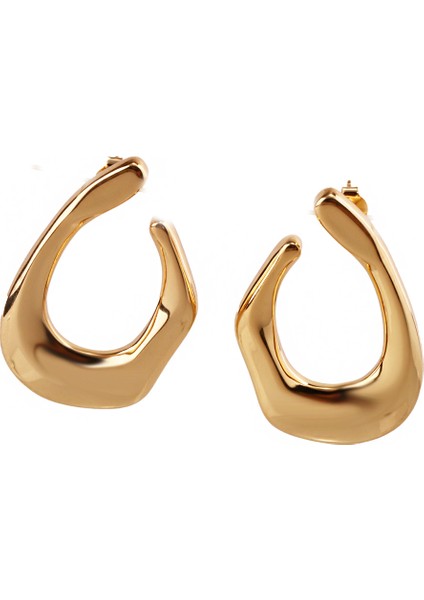 Lui S 2 Halka Gümüş Küpe MS3720, 925 Ayar Gümüş Kadın Küpe, Ithal Ürün, Altın Kaplama