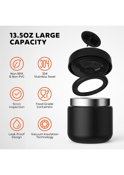 Çocuklar Çorba Termos 13.5 Oz Paslanmaz Çelik Vakum Öğle Yemeği Kutusu Konteyner Sızdırmaz Termal Öğle Yemeği Kutusu Okul Pikniği Için Geniş Ağız (1 Paket/siyah) (Yurt Dışından) fiyatları
