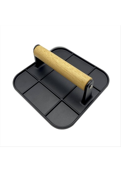 Ahşap Saplı Et Presi 6 Inç Kare Burger Presi Alüminyum Hamburger Parçalama Aleti Izgara ve Sac Tavada Pişirme Için Kullanılır (Yurt Dışından)