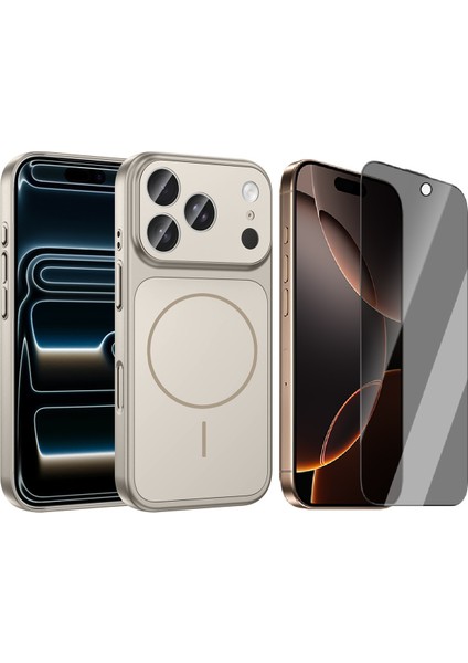 iPhone 17 Pro Max Kılıf Zore M-Safe Şarj Özellikli Kamera Korumalı Formen Kapak + Hayalet Ekran Koruyucu