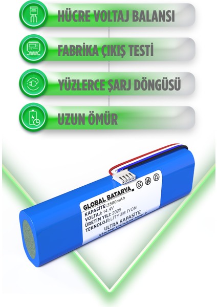 Xiaomi Vacuum Mop 2 Uyumlu Robot Süpürge Bataryası 14.4V 3500MAH Li-Ion Pil (Ultra Kapasite) modelleri