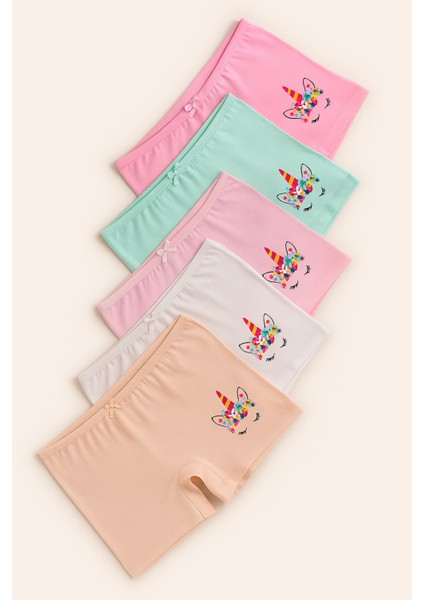 Kız Çocuk 5'li Unicorn Desenli Boxer