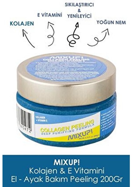 Collagen El Ayak Peelingi Cilt Sıkılaştırıcı ve Yenileyici Etki 200 gr Mavi Renk fırsatları