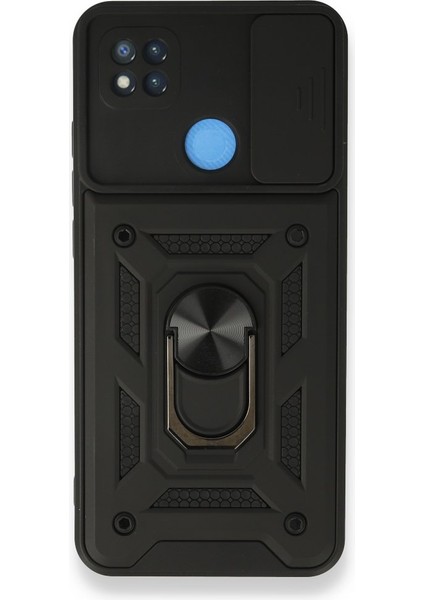 Redmi 9c Kamera Sürgülü Tam Koruma Sert Silikon Kapak Ryc/ Pars Yüzüklü