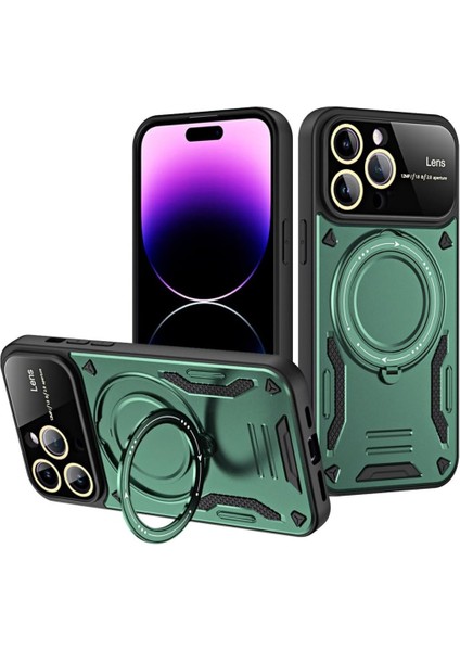 iPhone 16 Pro Manyetik Standlı Tank Silikon Kapak Rcv/joy Lens