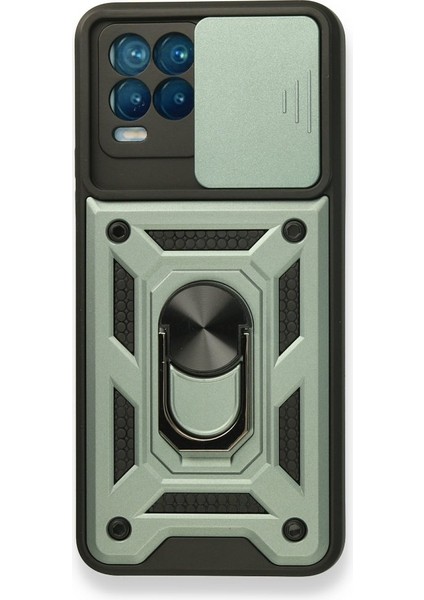 Realme 8 Kamera Sürgülü Tam Koruma Sert Silikon Kapak Ryc/ Pars Yüzüklü