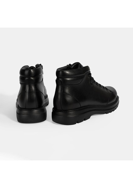 Erkek Siyah Bağcıklı Deri Bot