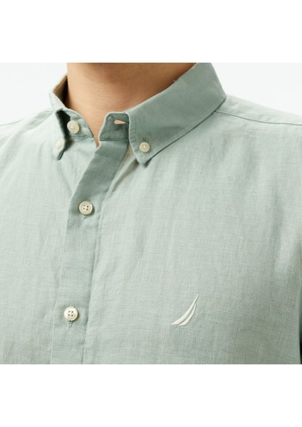 Erkek Yeşil Classic Fit Keten Gömlek W55100T.3HP indirimleri