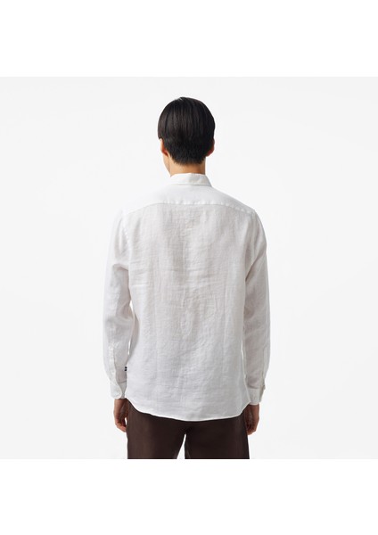 Erkek Beyaz Classic Fit Keten Gömlek W55101T.1BW
