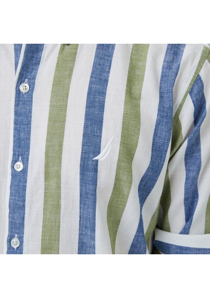 Erkek Yeşil Classic Fit Çizgili Gömlek W55517T.3HC indirimleri