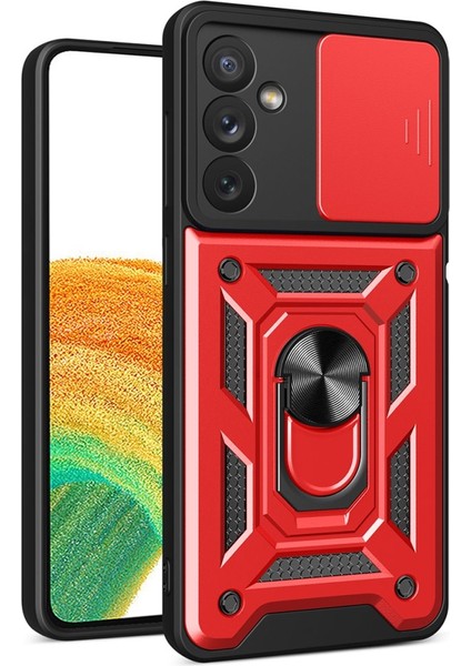 Samsung Galaxy A34 5g Kamera Sürgülü Tam Koruma Sert Silikon Kapak Ryc/ Pars Yüzüklü