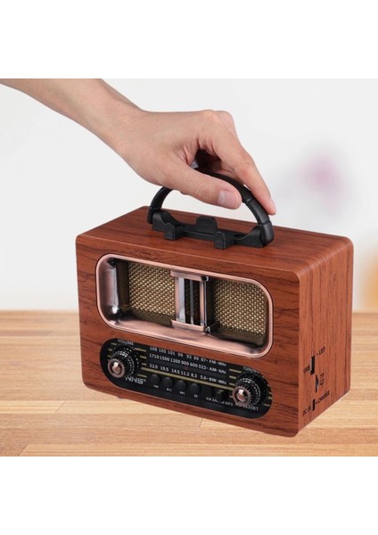 Büyük Boy Retro, Nostaljik, Ahşap Tasarım Bluetooth Hoparlörlü, Şarjlı, Taşınabilir Fm/am Destekli Radyo NS-6635 (5047) fırsatları