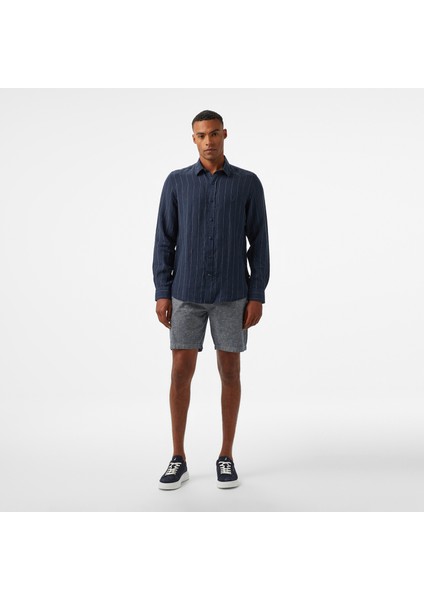 Erkek Lacivert Classic Fit Çizgili Gömlek W55446T.4NV modelleri