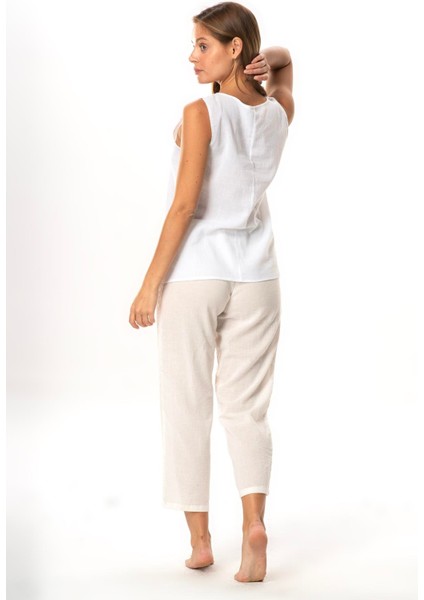 Kalın Askılı Kolsuz Şile Bezi Doğal Kumaş Kadın Iç Bluz Astarı Kombinezon Beyaz Byz fiyatları