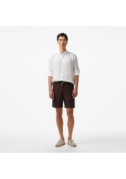 Erkek Beyaz Classic Fit Keten Gömlek W55101T.1BW