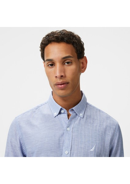 Erkek Mavi Classic Fit Çizgili Gömlek W55407T.4SW fırsatları