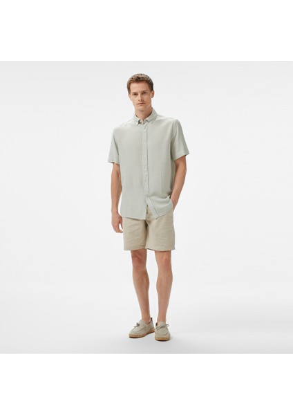 Erkek Yeşil Classic Fit Çizgili Gömlek W55447T.3SB modelleri
