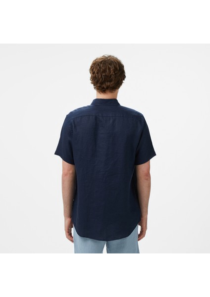 Erkek Lacivert Classic Fit Keten Gömlek W55100T.4NV fiyatları