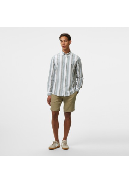 Erkek Yeşil Classic Fit Çizgili Gömlek W55400T.3BP modelleri