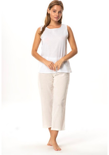 Kalın Askılı Kolsuz Şile Bezi Doğal Kumaş Kadın Iç Bluz Astarı Kombinezon Beyaz Byz indirimleri