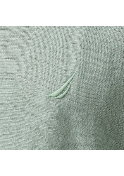 Erkek Yeşil Classic Fit Keten Gömlek W55101T.3SB