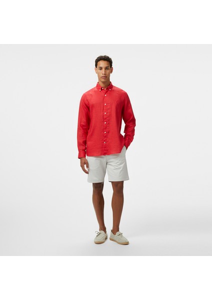 Erkek Kırmızı Classic Fit Keten Gömlek W55101T.6RO