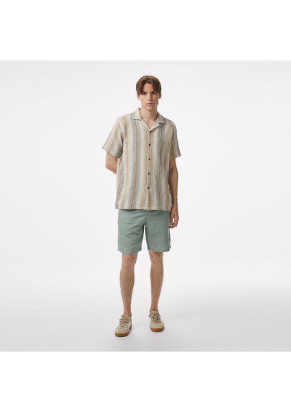 Erkek Bej Classic Fit Çizgili Gömlek W55414T.1FS modelleri