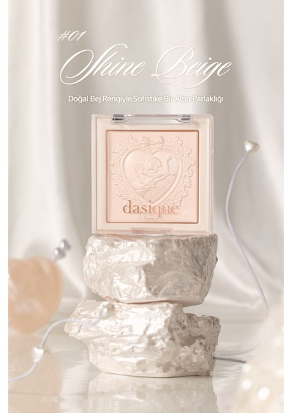 Inci Taneleriyle Yoğun Işıltı Sunan Özel Tasarımlı Aydınlatıcı Dasıque Luxe Glow Highlighter (#01 Shine Beige)