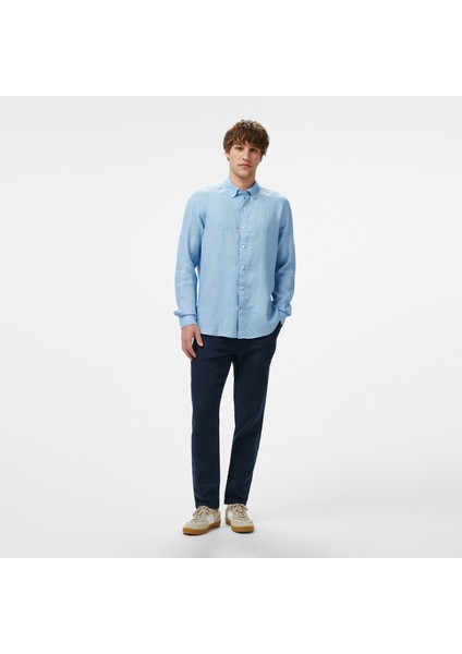 Erkek Mavi Classic Fit Keten Gömlek W55101T.4NN modelleri