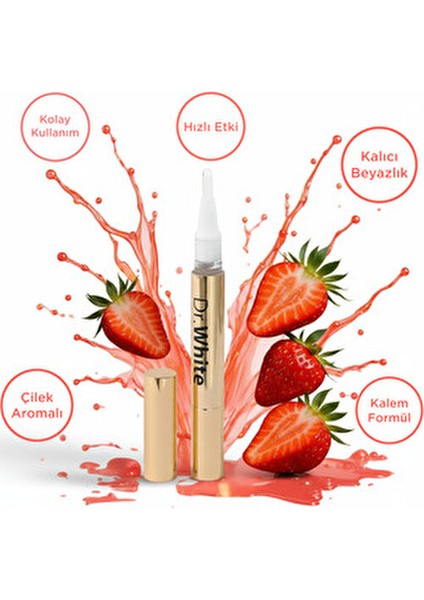 Çilek Aromalı Beyazlatıcı Diş Kalemi 2 ml Polipropilen Malzeme ile Etkili