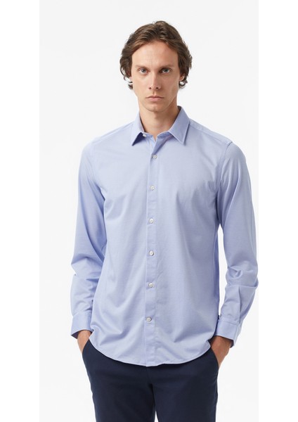 Erkek Mavi Slim Fit Gömlek W57430T.4NN