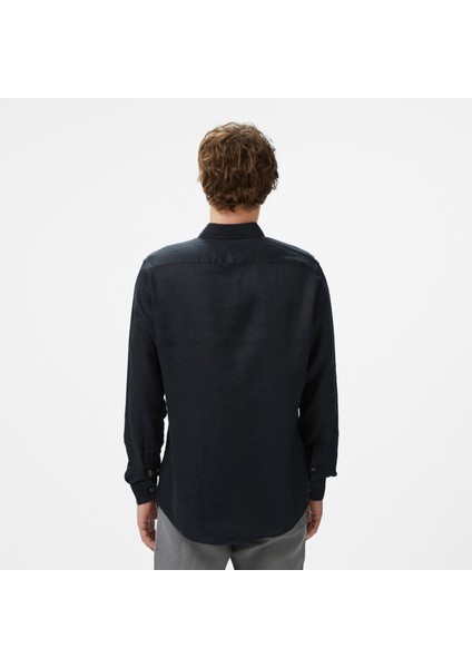 Erkek Siyah Classic Fit Keten Gömlek W55101T.0TB fiyatları