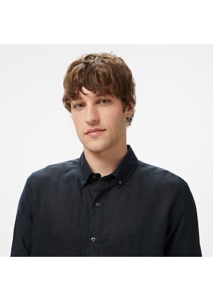 Erkek Siyah Classic Fit Keten Gömlek W55101T.0TB fırsatları
