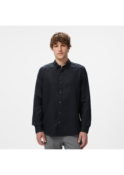 Erkek Siyah Classic Fit Keten Gömlek W55101T.0TB indirimleri