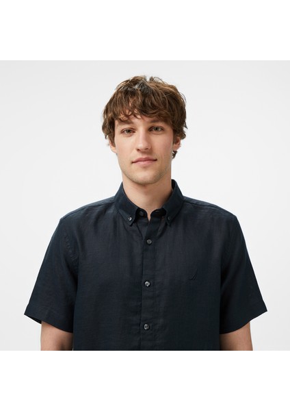 Erkek Siyah Classic Fit Keten Gömlek W55100T.0TB fırsatları