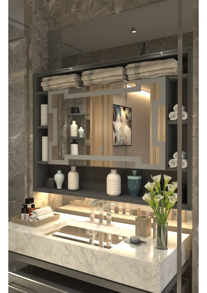 Meander Işıltısı Royal Line Lüks Minimalist Özel Tasarım Ayna fırsatları