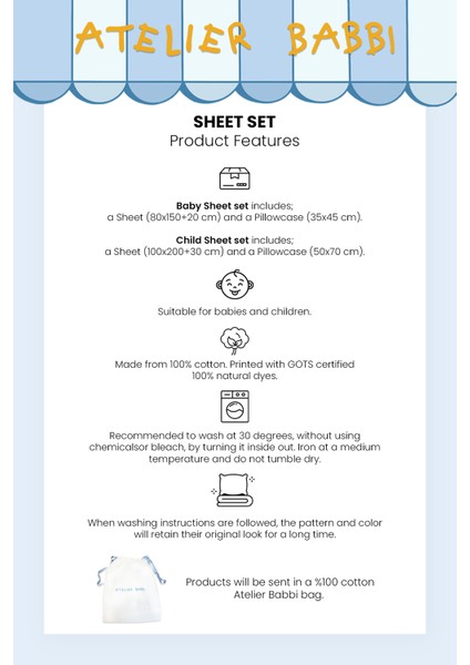 Bebek/çocuk Çarşaf Seti - Kurdele / Mavi fiyatları