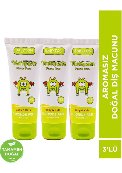 Aromasız Doğal Diş Macun 3'lü Set 50 gr