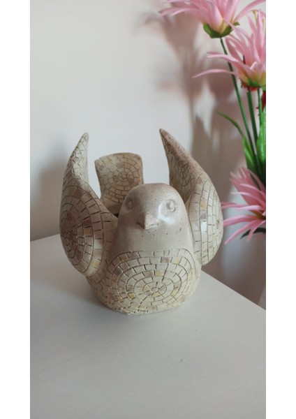 Vintage Mozaik Kuş Polyresın Saksı & 26X21X20 cm fiyatları