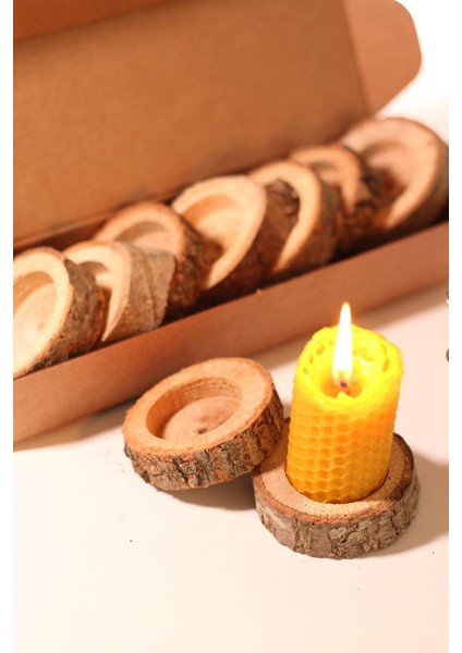 Kahverengi Ahşap Mum Altlığı Seti, Iç Çapı 4 Cm, 10 Adet fırsatları